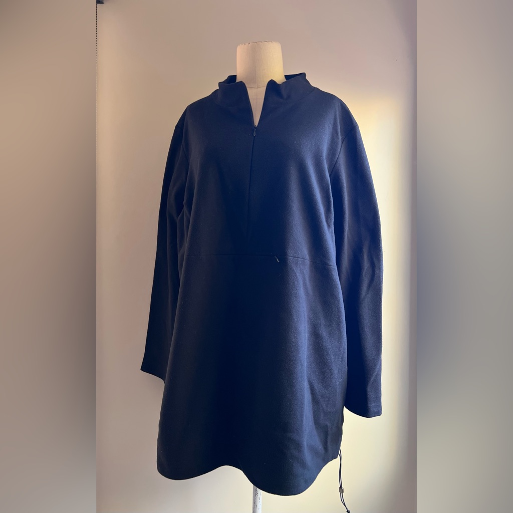 Marina Rinaldi Sport 3/4 Zip Black Fleece Pullover Mock Neck Sweater Japan Xl